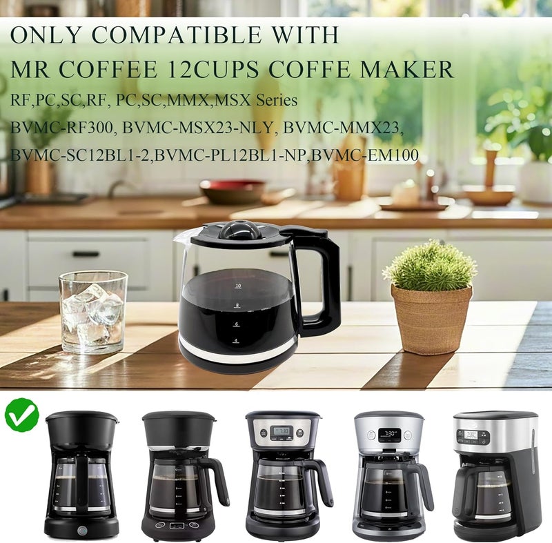 Allcup Glass Carafe Replacement Compatible with Mr Coffee 12 Cup Coffee Machine # RF, PC,SC,MMX,MSX, BVMC-RF300, BVMC-MSX23-NLY, BVMC-MMX23,BVMC-SC12BL1-2,BVMC-PL12BL1-NP,BVMC-EM100 Series - Image 2
